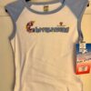 GK 'CHEERLEADING' GRAPIC GIRLS SMALL RAGLAN CAP SLV WHITE BLUE COTTON TOP SZ S - Image 5