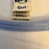 GK 'CHEERLEADING' GRAPIC GIRLS SMALL RAGLAN CAP SLV WHITE BLUE COTTON TOP SZ S - Image 6