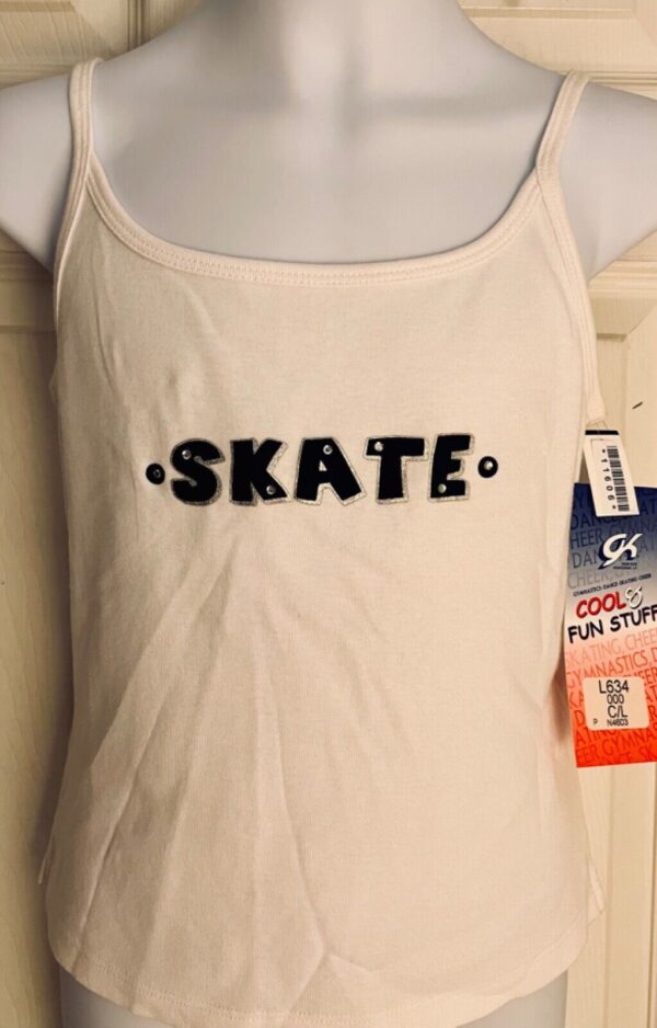 GK CAMISOLE PJ TOP GIRLS LARGE NAVY SKATE GRAPHIC WHITE COTTON TRIM Sz CL NWT!