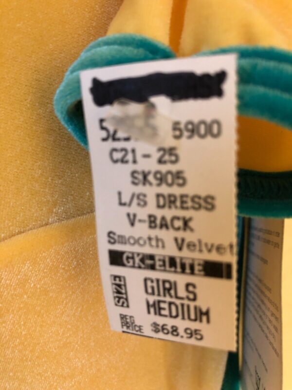 GK ICE SKATE GIRLS MEDIUM YELLOW VELVET LgSLV DRESS V-BACK Sz CM WAS $68.95 NWT! - Image 6