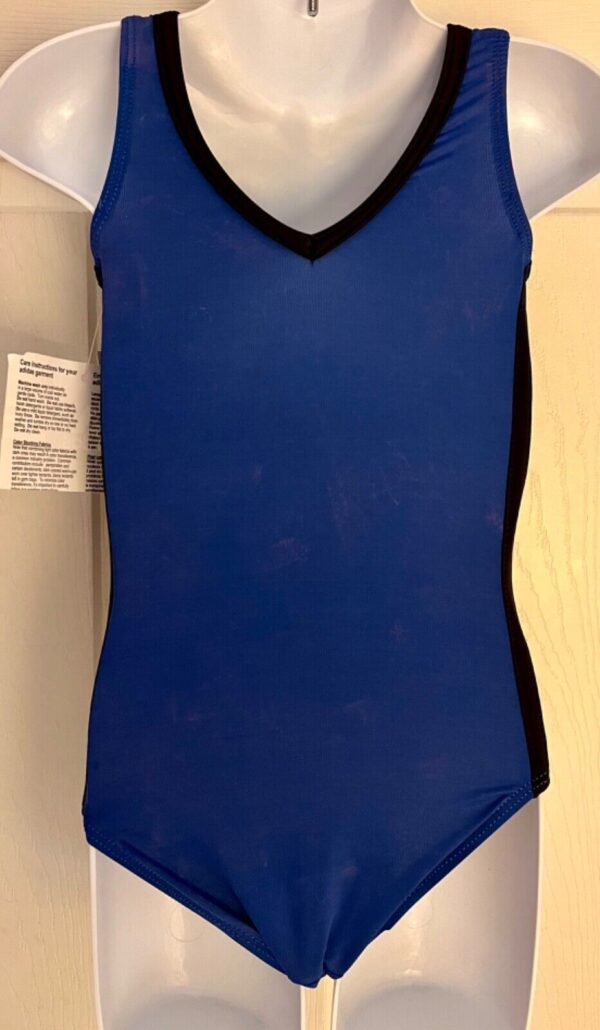 ADIDAS TANK GK LEOTARD CHILD X-SMALL BLUE BLACK CLIMALITE GYMNASTS DANCER SZ S - Image 6