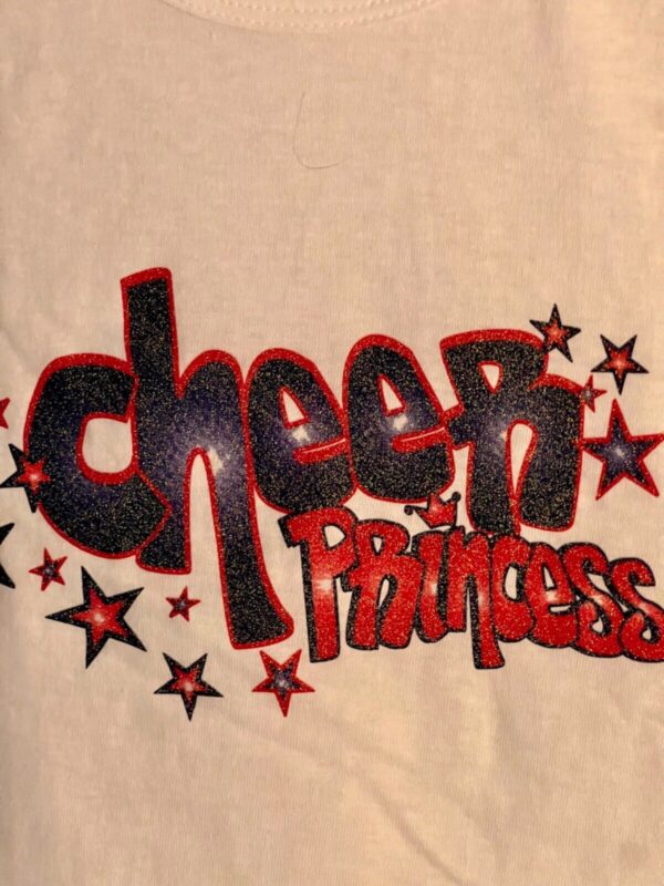 "CHEER PRINCESS" GLITTER GRAPHIC GIRLS SMALL WHITE COTTON TANK BEACH COVER UP  S - Image 2