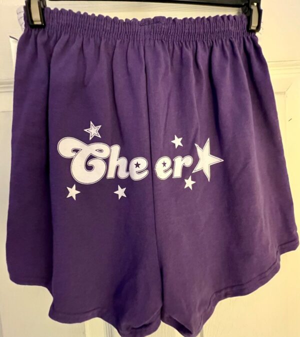 GK CHEER COTTON BOXER SHORTS SIZE ADULT MEDIUM PURPLE CHEER PRINT STRIPES Sz AM