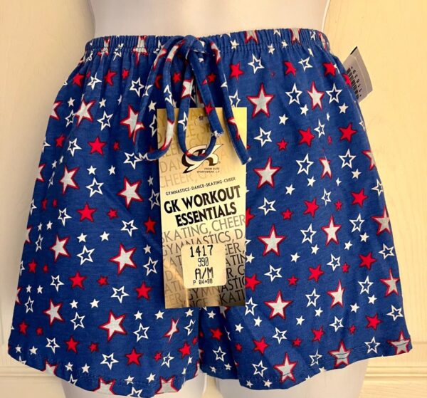 GK COTTON LADIES MEDIUM STARS PRINT ROYAL RED WHITE BOXER SHORTS Sz AM NWT!