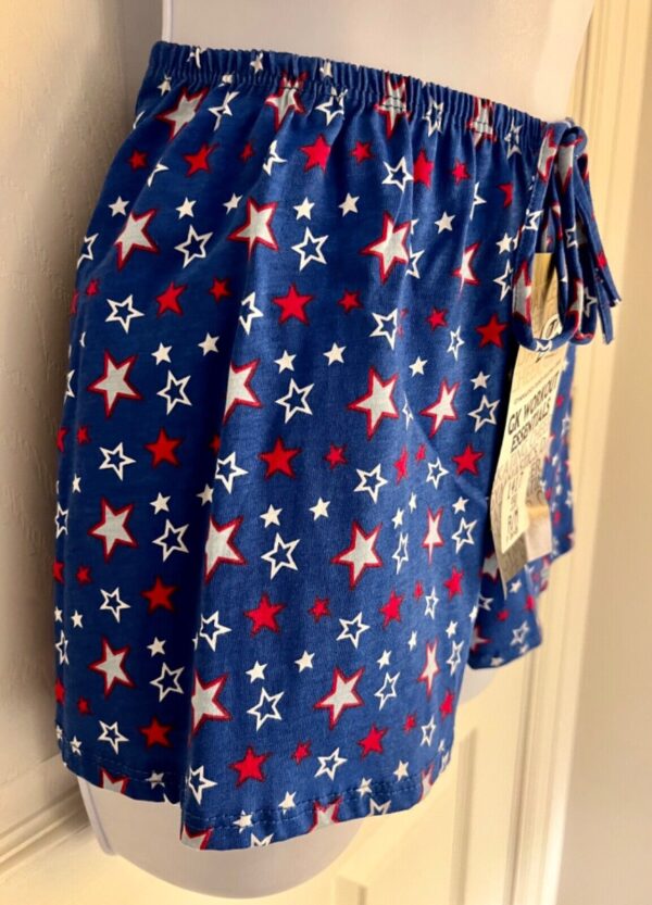 GK COTTON LADIES MEDIUM STARS PRINT ROYAL RED WHITE BOXER SHORTS Sz AM NWT! - Image 2