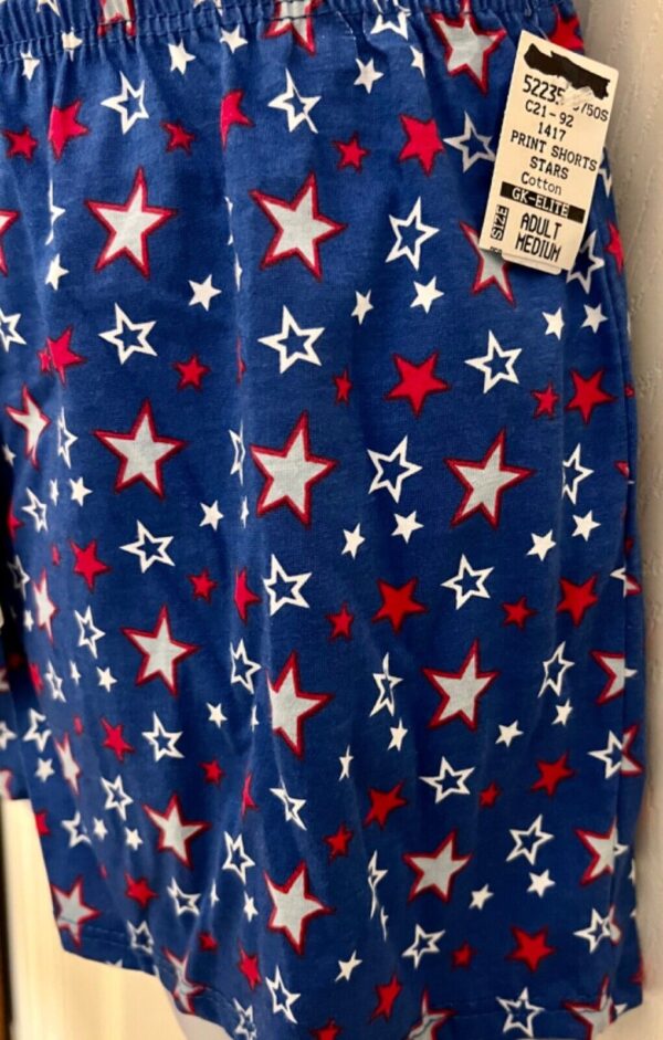 GK COTTON LADIES MEDIUM STARS PRINT ROYAL RED WHITE BOXER SHORTS Sz AM NWT! - Image 3