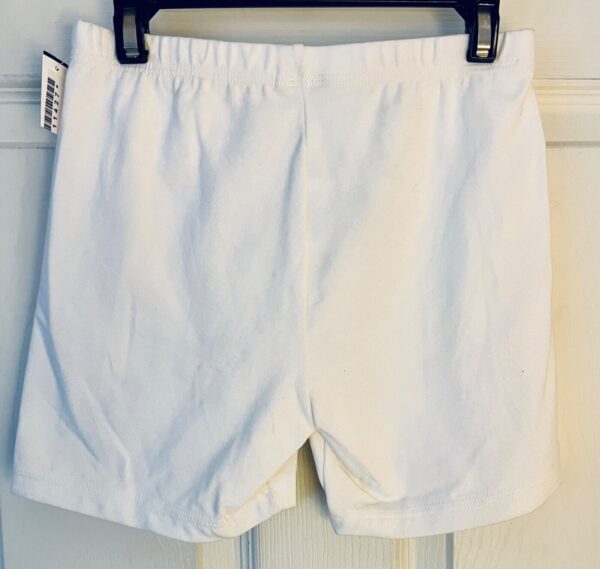 GK WHITE WORKOUT SHORTS LADIES SMALL DANCE CHEER GYMNASTICS COTTON/SPANDEX Sz AS - Image 3