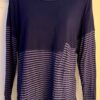 Heartstring Ladies Size Large LgSLV Navy/Purple Solid/Stripe  Top Cotton SZ L