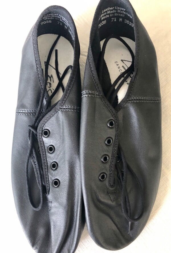 LEOâ€™S JAZZ BLACK ADULT 7.5 MEDIUM SPLIT SOLE LACE UP DANCE SHOES Sz 7.5 AD NIB - Image 2