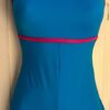 GK BIKETARD ADULT SMAL BLUE NYLON/SPANDEX PINK FOIL TRIM DANCE GYMNASTIC TANK S