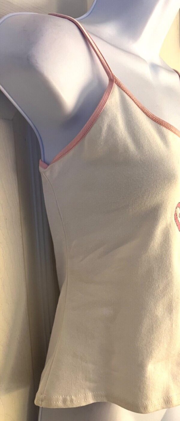 GK CAMISOLE 'GYMNASTICS STAR' JUNIOR SMALL WHITE COTTON PINK SATIN TRIM JR S NWT - Image 3