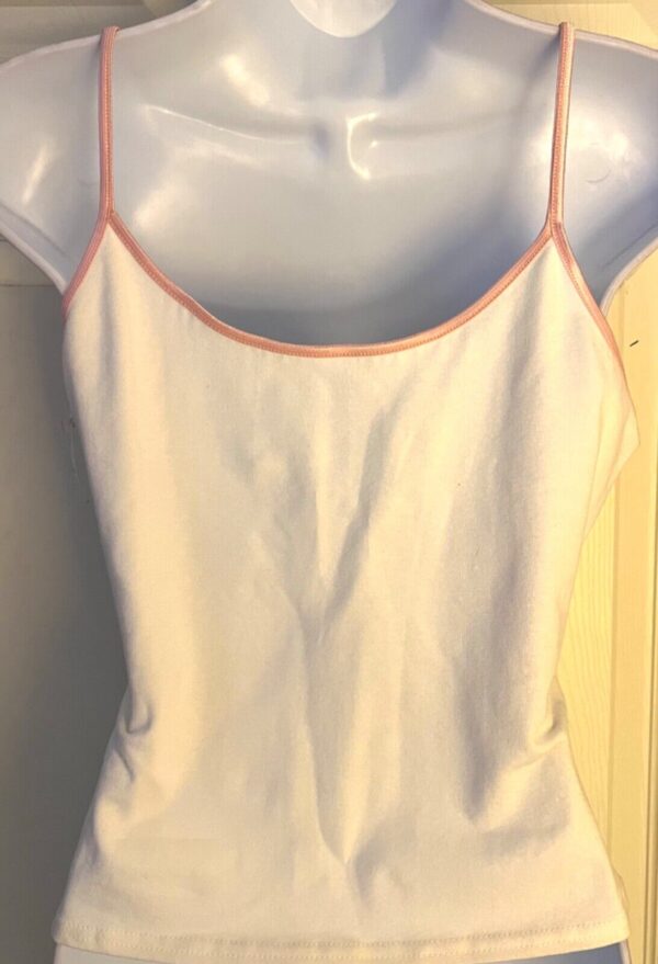 GK CAMISOLE 'GYMNASTICS STAR' JUNIOR SMALL WHITE COTTON PINK SATIN TRIM JR S NWT - Image 5