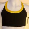 GK CHEER CHILD LARGE BLACK MICROFIBER GOLD MYSTIQUE MESH CROP DANCE TOP SZ L