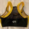 GK CHEER CHILD LARGE BLACK MICROFIBER GOLD MYSTIQUE MESH CROP DANCE TOP SZ L - Image 9