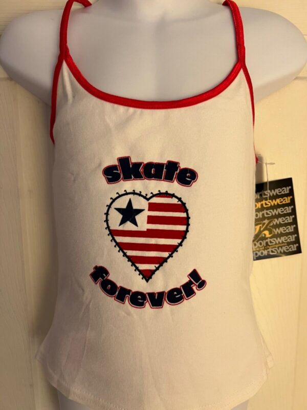 GK CAMISOLE PJ TOP GIRLS SMALL FOREVER SKATE WHITE COTTON RED FOIL TRIM SZ S NWT - Image 7