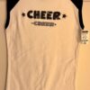GK 'CHEER' CHILD SMALL GRAPHIC COTTON WHITE T-SHIRT NAVY GLITTER CAP SLVS SZ S