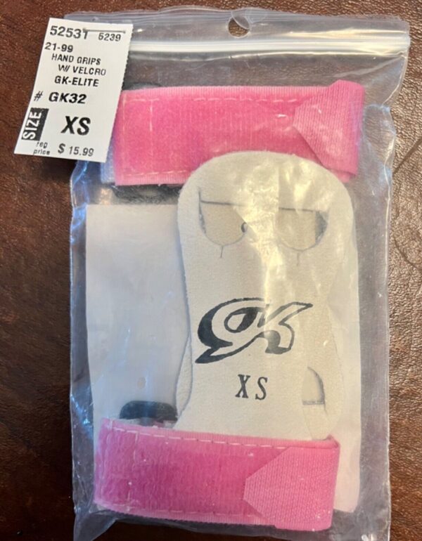 GK ELITE SPORTSWEAR HAND GRIPS X-SMALL WITH STRAP #GK32 PINK SIZE XS - Image 2