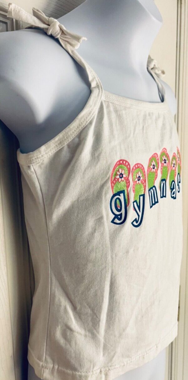 GK WHITE COTTON CAMISOLE PJ TOP JR MED (7-9) GYMNASTS SANDALS GRAPHIC Sz JR  M - Image 2