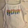GK WHITE COTTON CAMISOLE PJ TOP JR MED (7-9) GYMNASTS SANDALS GRAPHIC Sz JR  M - Image 6