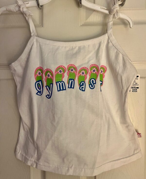 GK WHITE COTTON CAMISOLE PJ TOP JR MED (7-9) GYMNASTS SANDALS GRAPHIC Sz JR  M - Image 6