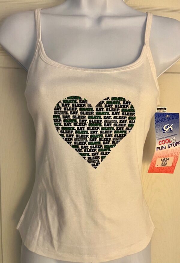 GK 'EAT SLEEP SKATE' ADULT MEDIUM WHITE COTTON HEART CAMI PJ CASUAL TOP Sz M NWT