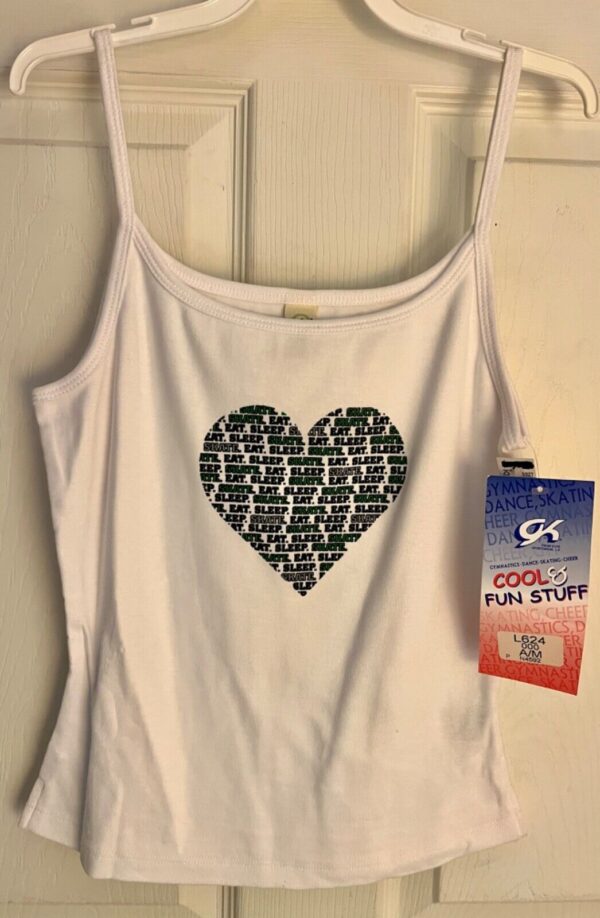 GK 'EAT SLEEP SKATE' ADULT MEDIUM WHITE COTTON HEART CAMI PJ CASUAL TOP Sz M NWT - Image 6