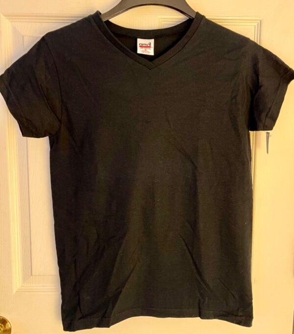 Anvil LADIES SMALL BLACK BLANK PRE-SHRUNK SSLV COTTON V-NECK TOP T-Shirt SZ S - Image 7