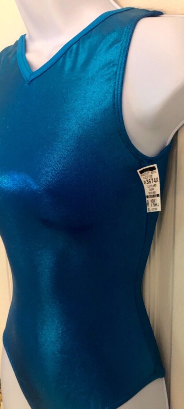 GK ELECTRIC TURQUOISE MYSTIQUE ADULT X-SMALL GYMNASTS DANCE TANK LEOTARD Sz AXS - Image 4