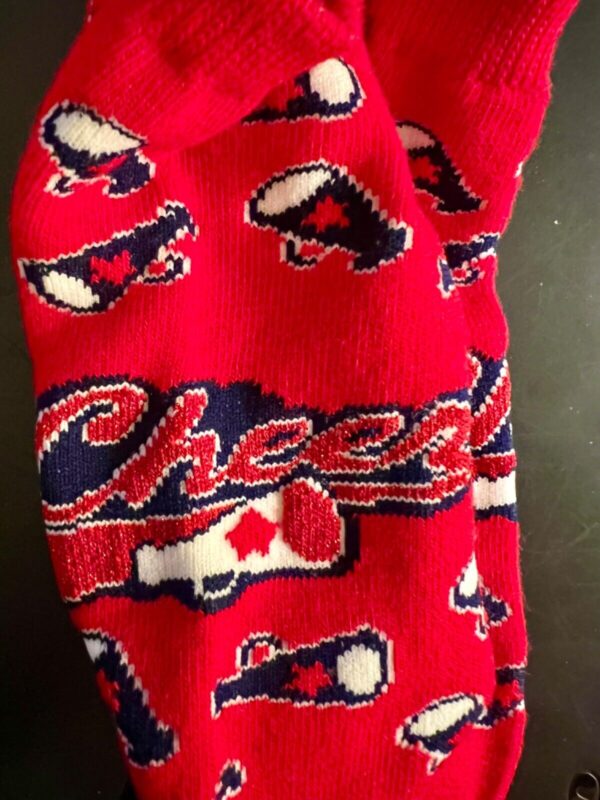 GK CHEER FUN LADIES 9-11 SLIPPER SOCKS GRIPS RED WHITE BLUE CHEER GRAPHIC 9-11 - Image 3