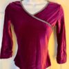 GK  PURPLE VELVET LADIES SMALL SILVER FOIL TRIM SKATE DANCE CASUAL CROP TOP Sz S