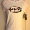 GK "SKATE" GRAPHIC ADULT LARGE COTTON WHITE T-SHIRT PINK CAP SLVS CASUAL SZ L