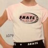 GK "SKATE" GRAPHIC ADULT LARGE COTTON WHITE T-SHIRT PINK CAP SLVS CASUAL SZ L - Image 6