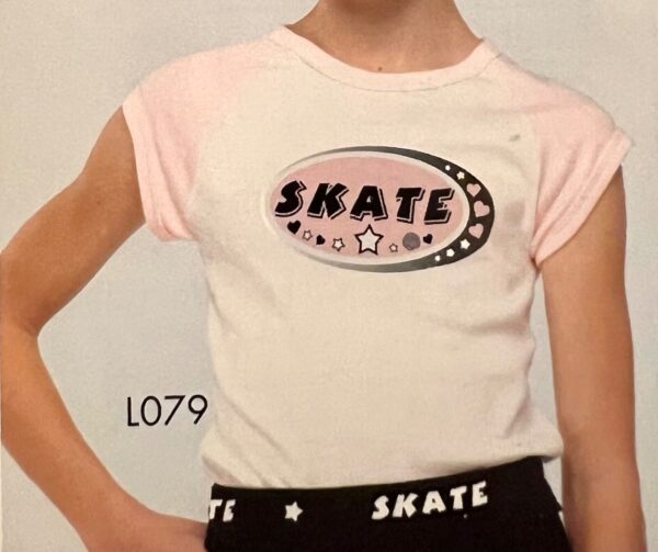 GK "SKATE" GRAPHIC ADULT LARGE COTTON WHITE T-SHIRT PINK CAP SLVS CASUAL SZ L - Image 6