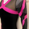 GK LgS BLACK VELVET MESH ADULT SMALL PINK FOIL GYMNASTICS DANCE LEOTARD Sz AS - Image 5