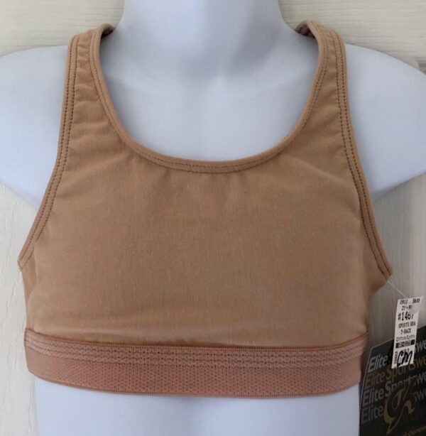 GK Sports Bra T-Back CHILD LARGE Cotton/Spandex Nude Style #1467 CL NWT!