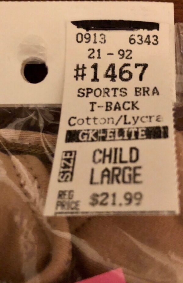 GK Sports Bra T-Back CHILD LARGE Cotton/Spandex Nude Style #1467 CL NWT! - Image 5