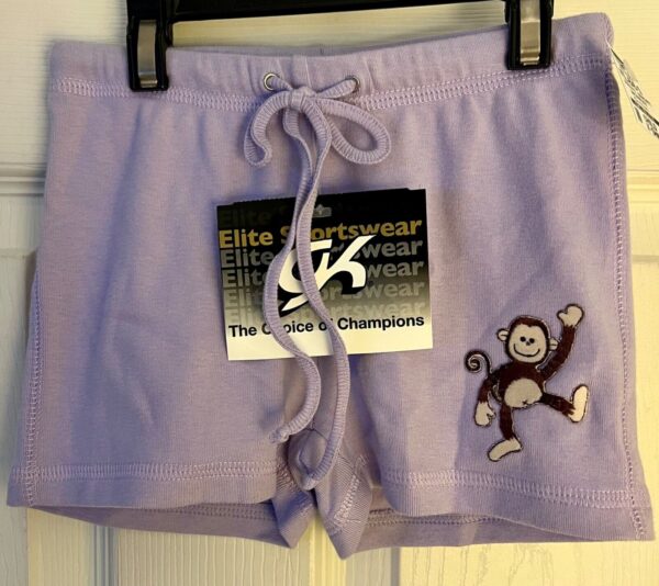 GK DRAWSTRING SHORTS GIRLS X-SMALL (4T)  BLUE COTTON MONKEY APPLIQUE SZ XS NWT!