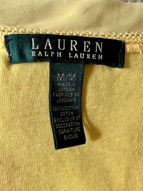 LAUREN Ralph Lauren WOMENS MEDIUM SLVLS YELLOW SHEER TRIM COTTON TOP Sz M EUC! - Image 5