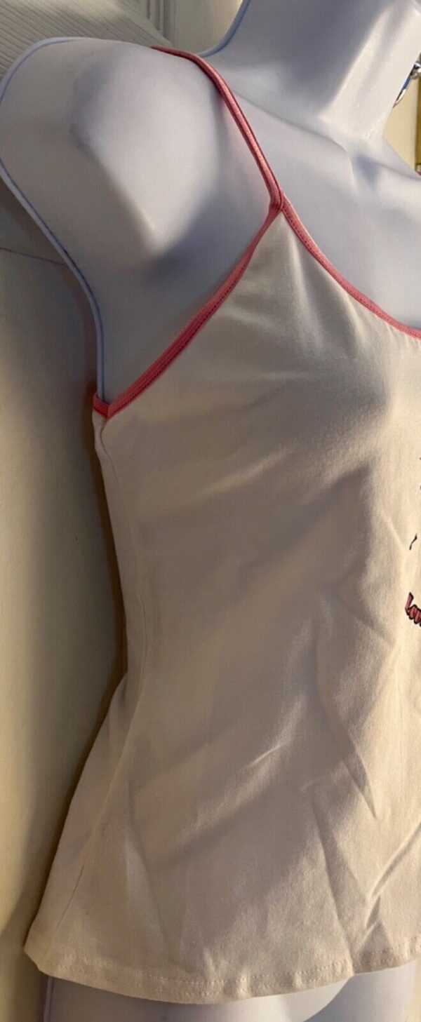 GK CAMI PJ TOP ADULT LARGE I LOVE TO DANCE WHITE COTTON PINK SATIN STRAPS Sz AL - Image 3