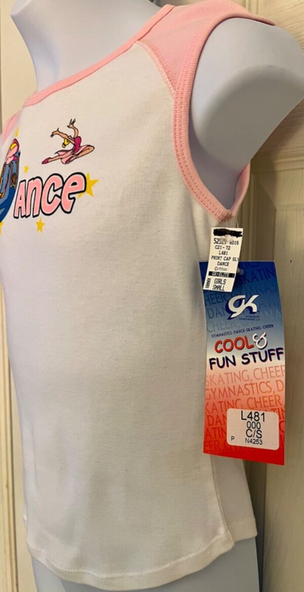 GK DANCE GRAPIC GIRLS SMALL RAGLAN CAP SLV WHITE PINK COTTON TOP Sz CS NWT! - Image 4