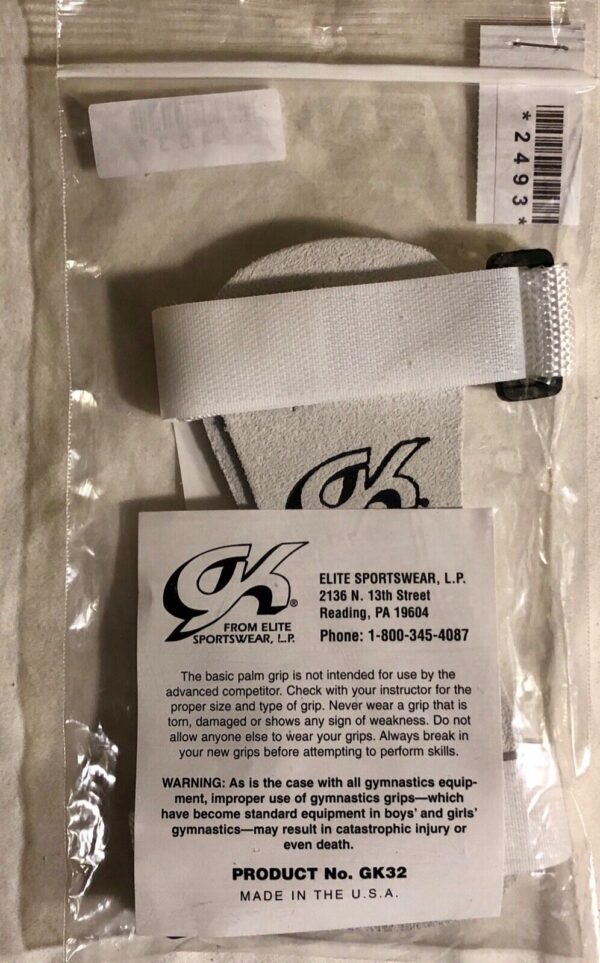 NWT! GK ELITE SPORTSWEAR HAND GRIPS WITH STRAP #GK32 WHITE SIZE L - Image 3