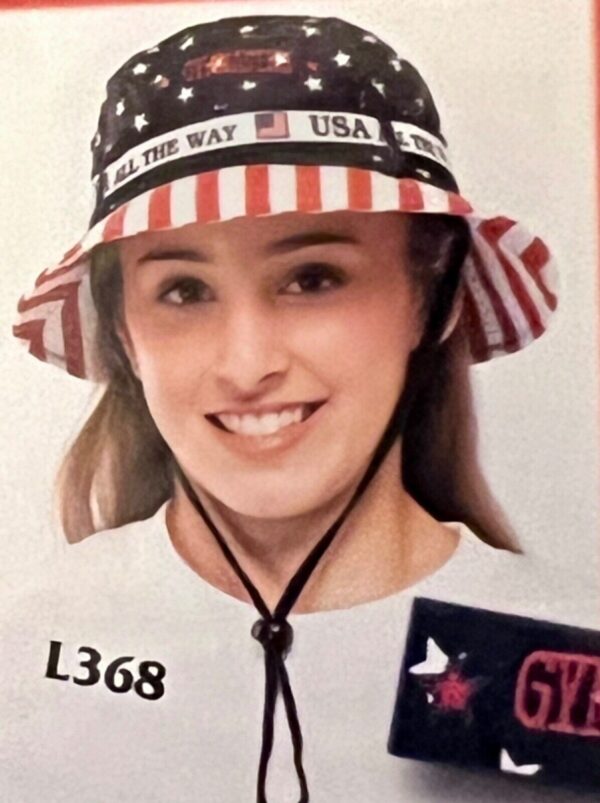 STARS & STRIPES BUCKET HAT â€œUSA ALL THE WAYâ€ GRAPHIC GYMNASTICS EMBROIDERED Sz S