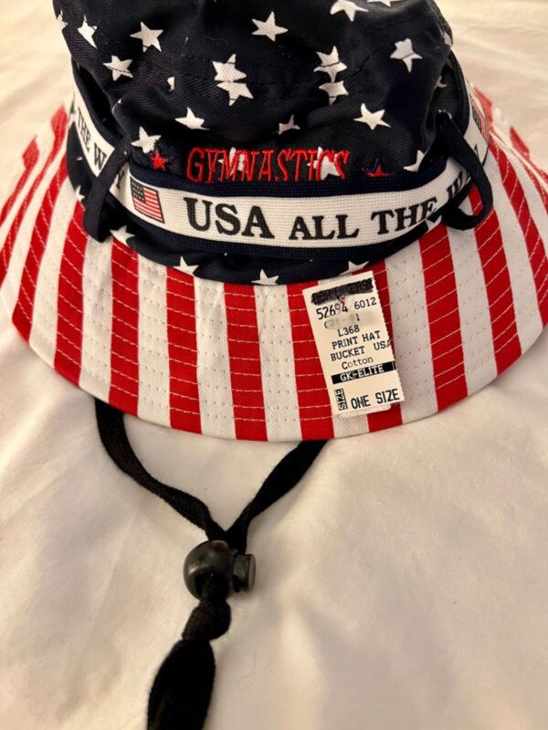 STARS & STRIPES BUCKET HAT â€œUSA ALL THE WAYâ€ GRAPHIC GYMNASTICS EMBROIDERED Sz S - Image 3