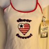 GK CAMISOLE PJ TOP LADIES MEDIUM FOREVER CHEER WHITE COTTON RED FOIL TRIM Sz AM