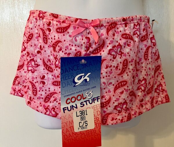 GK COOL & FUN STUFF GIRLS SMALL PINK & RED POLY BUTTERFLY PRINT SHORTS S (7/8)