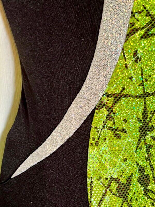 GK LIME CONFETTI ADULT X-SMALL WHITE SPARKLE BLACK GYMNASTICS DANCE LEOTARD AXS - Image 4