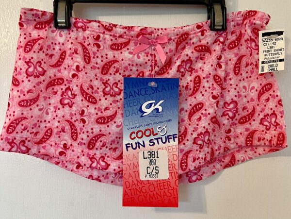 GK COOL & FUN STUFF GIRLS SMALL PINK & RED POLY BUTTERFLY PRINT SHORTS S (7/8) - Image 8