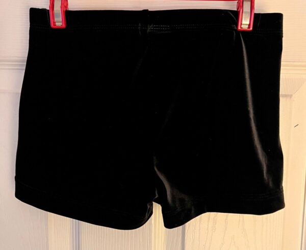 GK DANCE MICRO MINI WORKOUT SHORTS ADULT MEDIUM BLACK VELVET SWAR CRYSTALS SZ M - Image 7