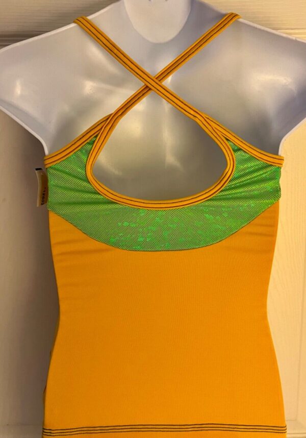 GK DANCE CHILD MEDIUM GOLD GREEN FOIL DRY TECH CAMISOLE ATHLETIC TOP  SZ M NWT! - Image 7