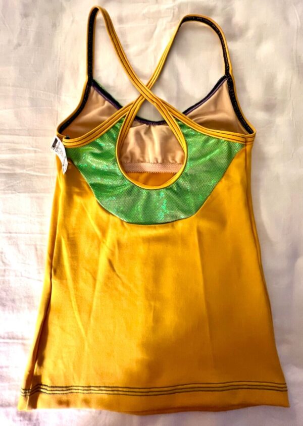 GK DANCE CHILD MEDIUM GOLD GREEN FOIL DRY TECH CAMISOLE ATHLETIC TOP  SZ M NWT! - Image 10